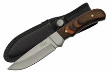 Fixed-Blade Hunting Knife | Rite Edge Wood Silver Blade Full Tang Skinner