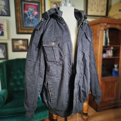 Chaqueta militar WENVEN negra forrada de piel sintética de alta resistencia para hombre nueva con etiquetas grande Foto 1 de 4