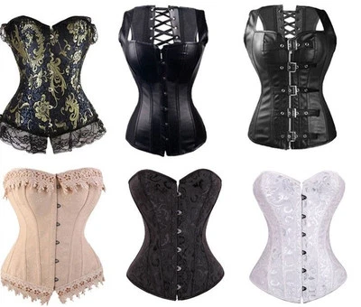 Schwarz Sexy Kunstleder Steampunk Corsage Korsett Party Gothic Korsage Corset# - Bild 1 von 2
