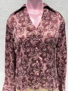East 5th Damen Top 10 Rosa Blumen Bluse Langarm Kragen Knopfleiste Satin - Bild 1 von 21