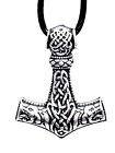 Thors Hammer Necklace Mjolnir Wolfs Fenrir Celtic Knot 33" Cord Pendant UK