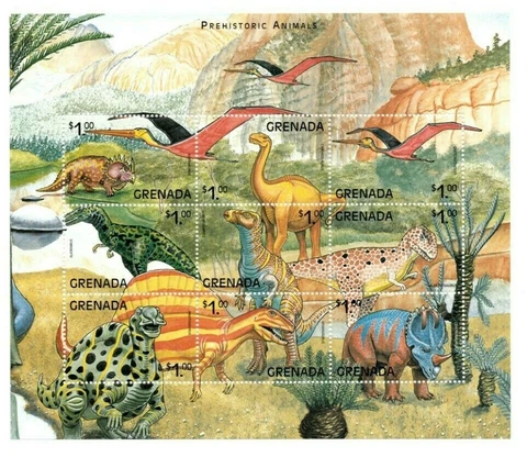 Grenada - 1999 - Dinosaurs - Sheet Of 9 Stamps - Scott #2893 - MNH Cover