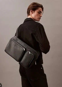 Calvin Klein Black Refined Utility Oversized Sling Bag NWOT (Vegan Leather) - Picture 1 of 12
