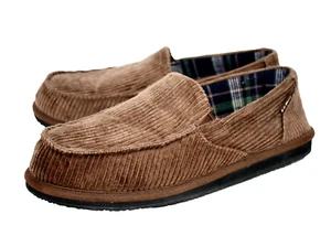 LL BEAN Men's Corduroy Cabin Slippers Size 13 Dark Brown Flannel Lining 290581 - Picture 1 of 6