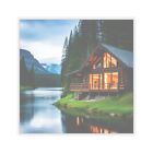 Offgrid Off Grid Wood Cabin Homestead by River & Mountains Die-Cut Sticker
