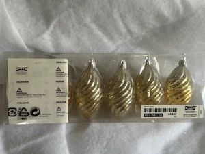 IKEA Set 6 Gold & Silver Large Drop Swirl Ornaments - Picture 1 of 4
