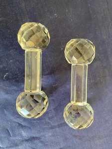 Two Vintage Cut Crystal Knife Rests - Bar Bell Shaped - Picture 1 of 1