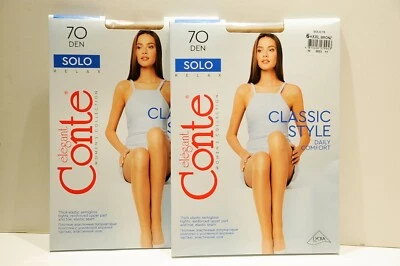 Pantimedias Conte Solo Relax 70 Denier 2 pares talla 6 bronce Foto 1 de 2