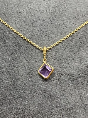 Collar Colgante Judith Ripka Amatista Púrpura Chapado en Oro 14K Plata de Ley Foto 1 de 4