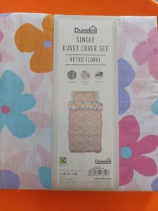 Dunelm Girls Single Duvet Cover Set Reversible Flowers - DISCONTINUED Polycotton - Picture 1 of 2
