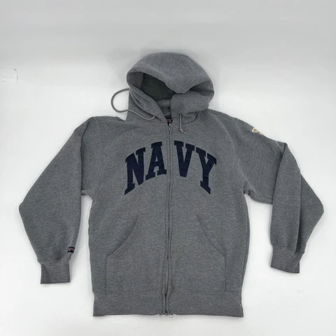 Navy Mid Shipmen Jacket Adult Small Gray Full Zip Long Sleeve Hooded NCAA Cover