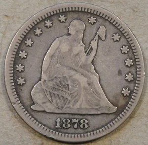 1878-CC Seated Liberty Quarter 25c VF - Picture 1 of 2