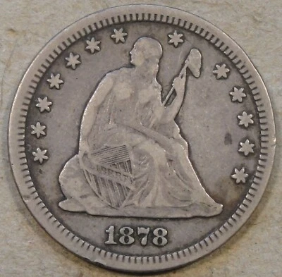 1878-CC Seated Liberty Quarter 25c VF - Image 1 of 2