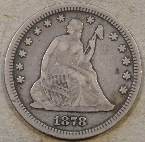 1878-CC Seated Liberty Quarter 25c VF Cover