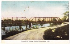 1909 Second St. Bridge Postcard: North Manchester Indiana