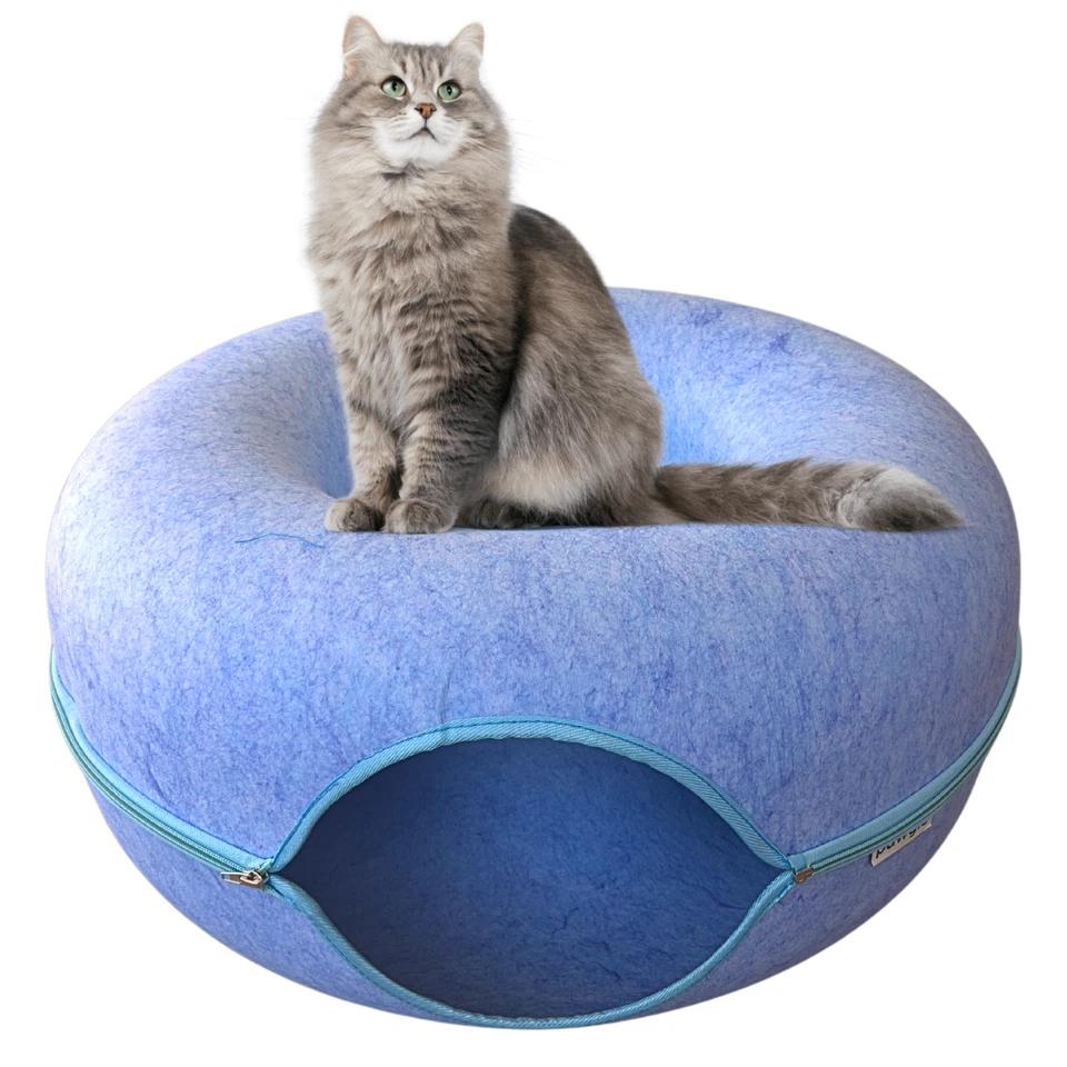 Cat Tunnel Bed Cave Toy Interactive Plush Condo Kennel Nest Cat Bed Donut Tube - Image 1 of 4