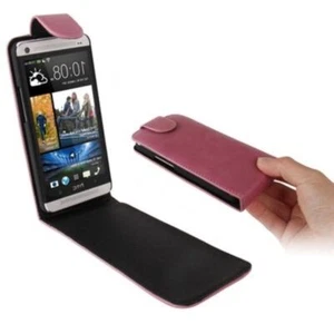 Schutzhülle Flip Tasche für Handy HTC One M7 Rosa - Bild 1 von 3