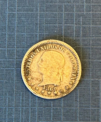 Colombia Un Decimo 1869 Rare Coin Cover