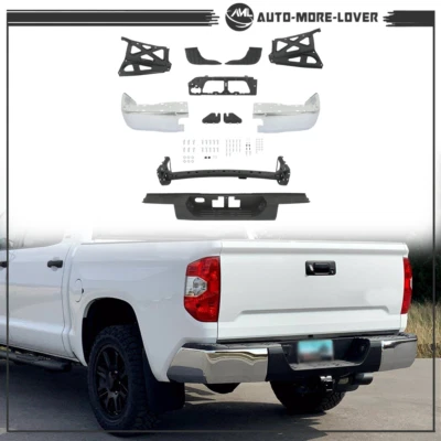 Para 2014 2015-2021 Toyota Tundra SR5 para-choque traseiro conjunto completo cromado - Imagem 1 de 4