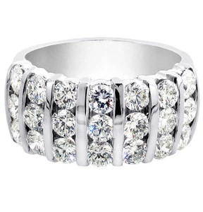 3.00 CT 7-Row Bar Channel Set Round Diamond Anniversary Ring in White Gold NEW - Picture 1 of 8