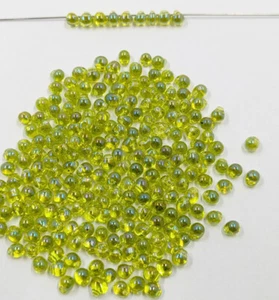 Perline di vetro vintage gocce Myiuki Giappone trasparente verde lime AB Iris 15g - Foto 1 di 5