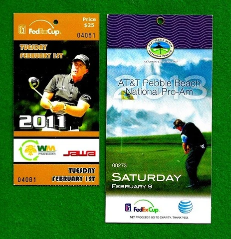 (2) PHIL MICKELSON FEATURED GOLF TICKETS, 2013 PEBBLE BEACH & 2011 PHOENIX OPEN Cover