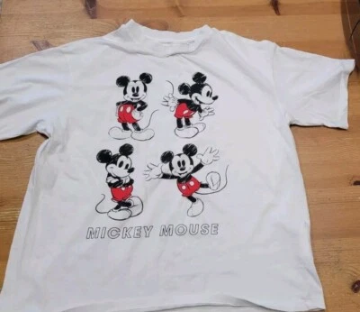 Camiseta H&M Mickey Mouse Unisex Niños Blanco Gráfico Talla 12-14 ¡USADA EN EXCELENTE ESTADO! Foto 1 de 4