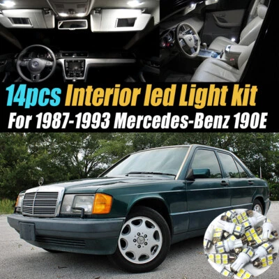 Kit de 14 bombillas LED blancas interiores de coche para Mercedes-Benz 190E 1987-1993 Foto 1 de 4