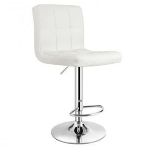 Adjustable Swivel Bar Stool with PU Leather-White - Color: White - Picture 1 of 5