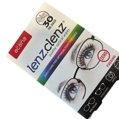 Acana Lenz Clenz Optical Lens Glasses Sunglasses Wipes Pack of 30 Sealed Wipes
