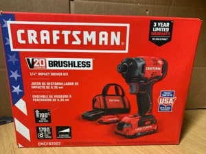 Craftsman V20 Cordless 1/4  Impact Driver w 2 Batteries Charger & Bag - Picture 1 of 5