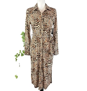 INC International Concepts Dress sz Small Black Brown Maisie Animal Slinky Knee - Picture 1 of 20