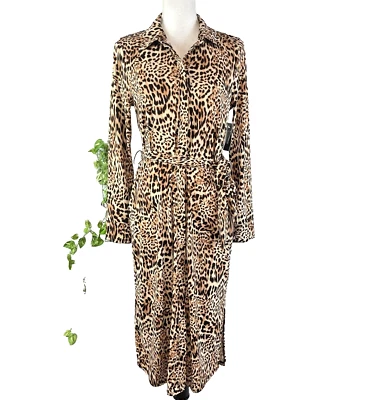 INC International Concepts Dress sz Small Black Brown Maisie Animal Slinky Knee - Image 1 of 4