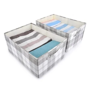 2pcs Storage Baskets Closet Storage Organizer Bins With Handles Foldable Large F - Picture 1 of 7