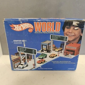 Juego de inicio Hot Wheels World 1 vintage con caja Mattel 1981 - Imagen 1 de 12