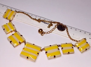 KATE SPADE GOLDTONE 7 YELLOW ON WHITE RHINESTONE NECKLACE 18" - Picture 1 of 4