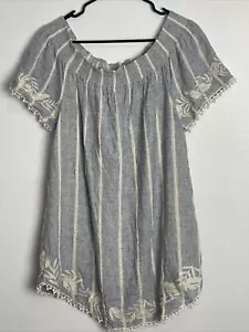 Target MeronaDress L/XL Linen Dress Cover up Off the Shoulder Blue - Picture 1 of 5