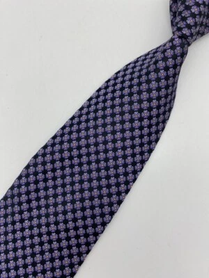 Oscar De La Renta Mans Tie Lilac Black Floral 60 in Fine Silk - Image 1 of 4