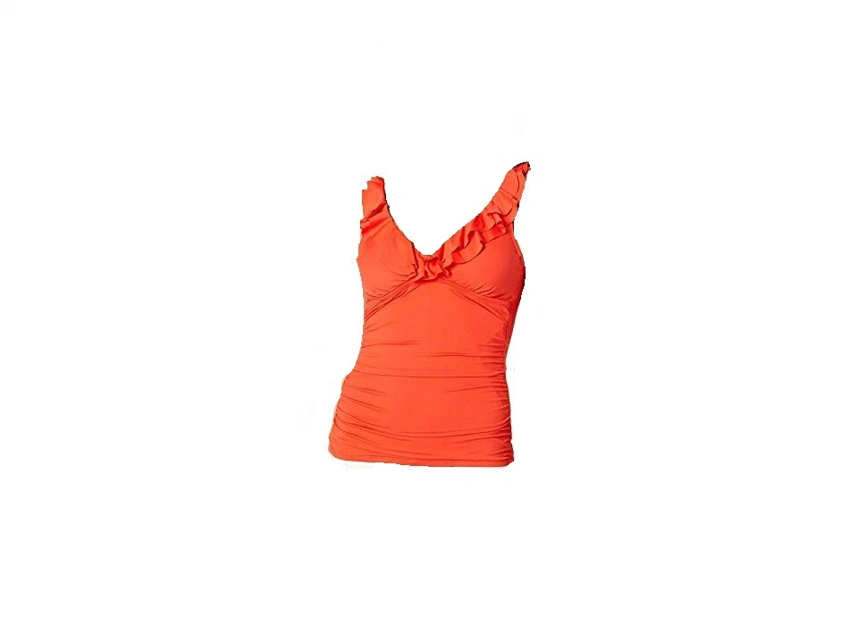 $101 Ralph Lauren Para Mujer Rojo Volantes Club de Playa Tankini Top Traje de Baño Talla 4 Foto 1 de 1