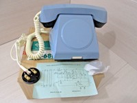 Vintage Soviet phone in authentic packaging. Condition excellent. USSR. Blue.