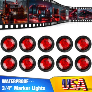 10x Red LED Bullet Round 3/4" Truck Trailer LED Side Marker Lights Red Lens 12V - Picture 1 of 7