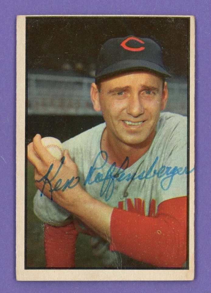 1953 Bowman Color 106 Ken Raffensberger Cincinnati Reds Signed Card (Dec'd 2002) - Image 1 of 1