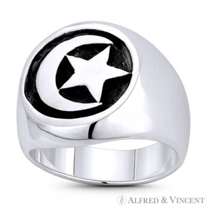 Anillo de sello para hombre con dije islam turco luna y estrella luna creciente luna y estrella - Imagen 1 de 1