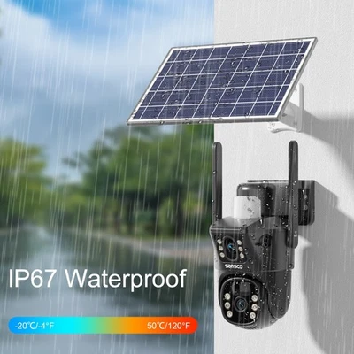 SANSCO WiFi 8MP Wireless Solar Power PTZ IP Camera Security CCTV Dual-Lens Outdoor IP67