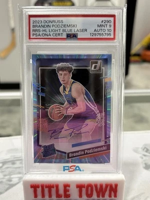 2023-24 Donruss Optic Brandin Podziemski Rookie Auto /8 Warriors PSA 9 Auto 10 - Image 1 of 3