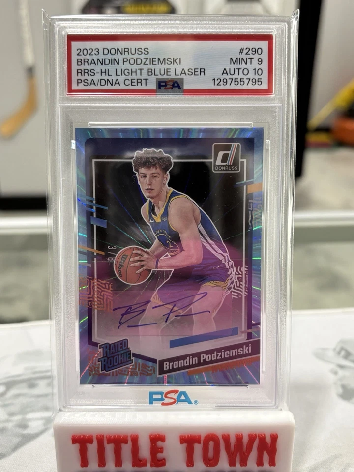 2023-24 Donruss Optic Brandin Podziemski Rookie Auto /8 Warriors PSA 9 Auto 10 - Image 1 of 3