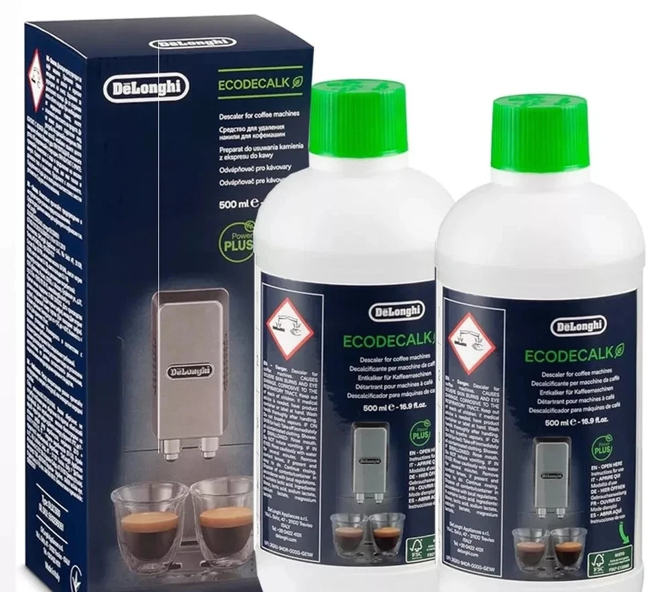 Original DeLonghi Descaler & Cleaner 2×500ml EcoDecalk Pack for Espresso/Coffee - image 1 of 1