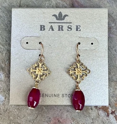 Pendientes colgantes de cornalina facetada naranja Barse nuevos con etiquetas Foto 1 de 4