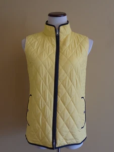 Vintage Talbots Diamond Quilted Yellow Front Zip Lightweight Vest in size S - Picture 1 of 6