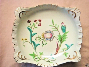 STUNNING FLORAL Hand Painted 8" x 8" SQUARE PORCELAIN BOWL - Picture 1 of 9